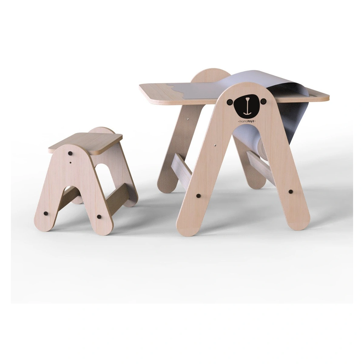 Masuta si tabla 2 in 1 cu scaunel MamaToyz Massam, Ursulet [2]