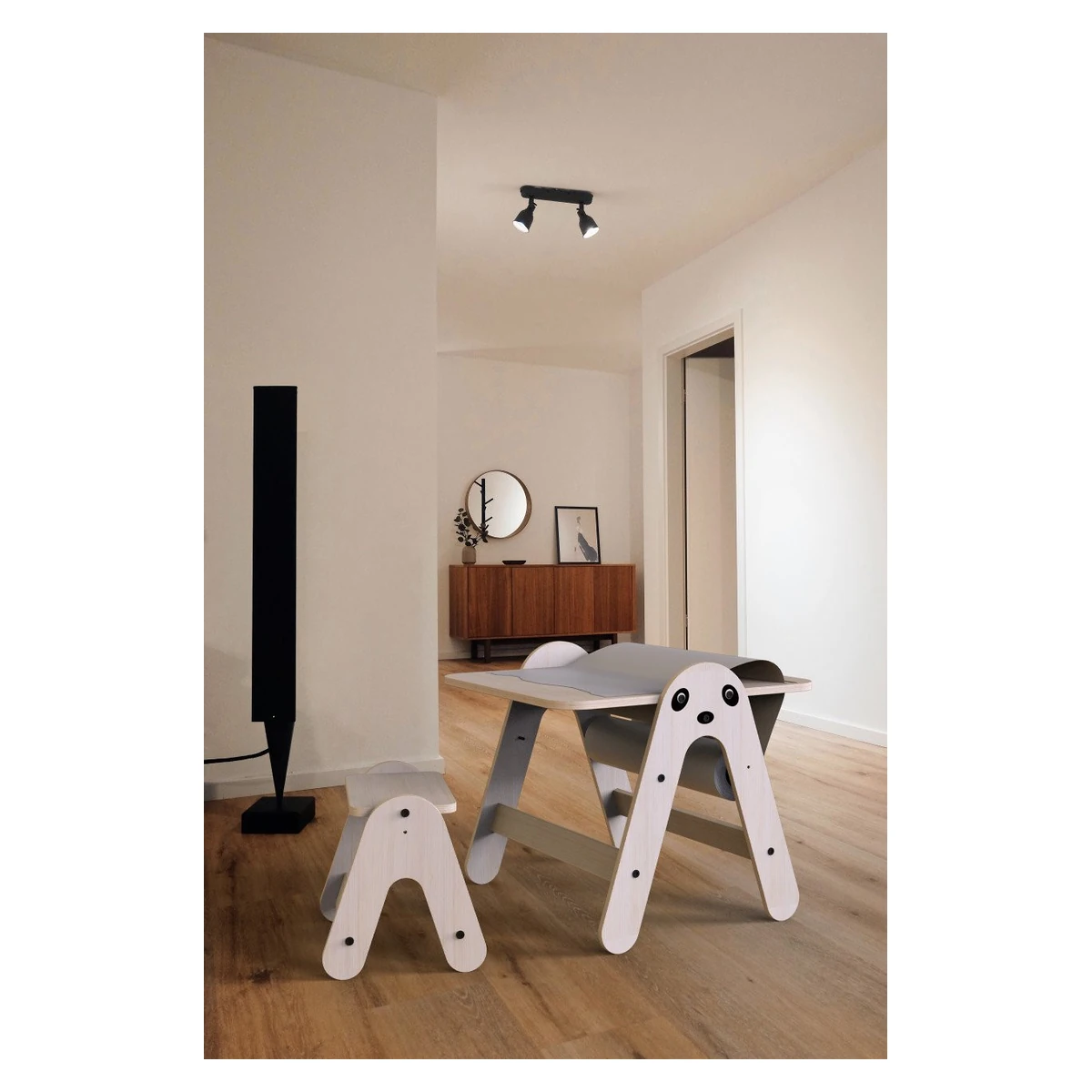 Masuta si tabla 2 in 1 cu scaunel MamaToyz Massam, Ursulet [3]