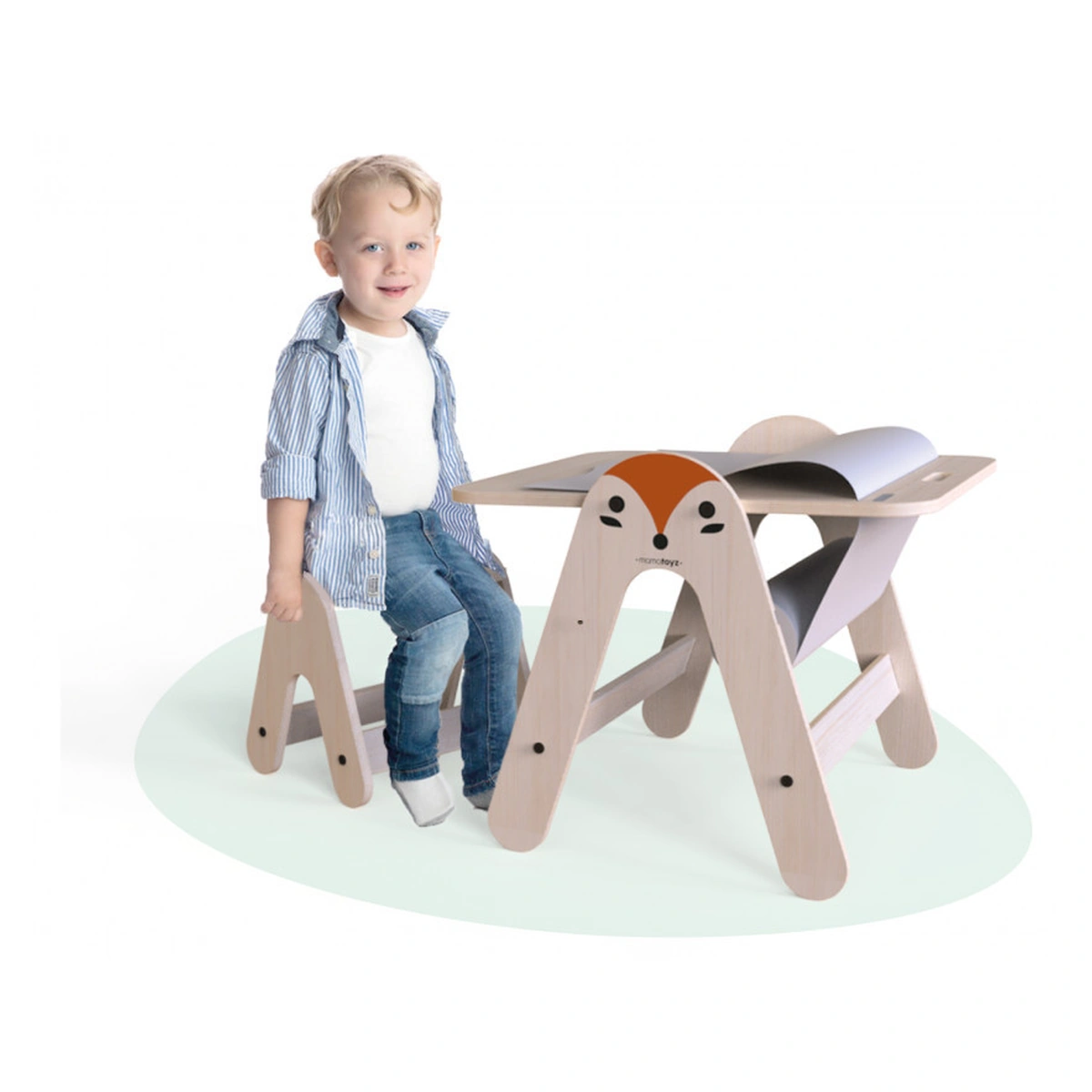 Masuta si tabla 2 in 1 cu scaunel MamaToyz Massam, Vulpita [3]