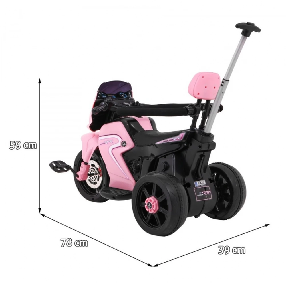Motocicleta electrica 3 in 1, HL108, roti si scaun din plastic, 78x39x59 cm, putere 20W - Roz [11]