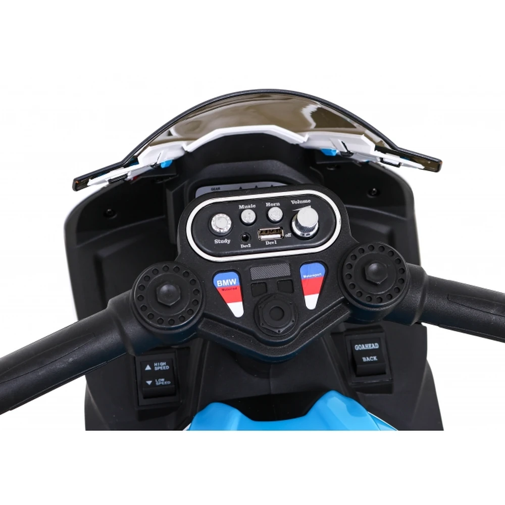 Motocicleta electrica BMW HP4, roti din plastic, scaun tapitat, 81x41x52 cm, putere 70W - Albastru [13]