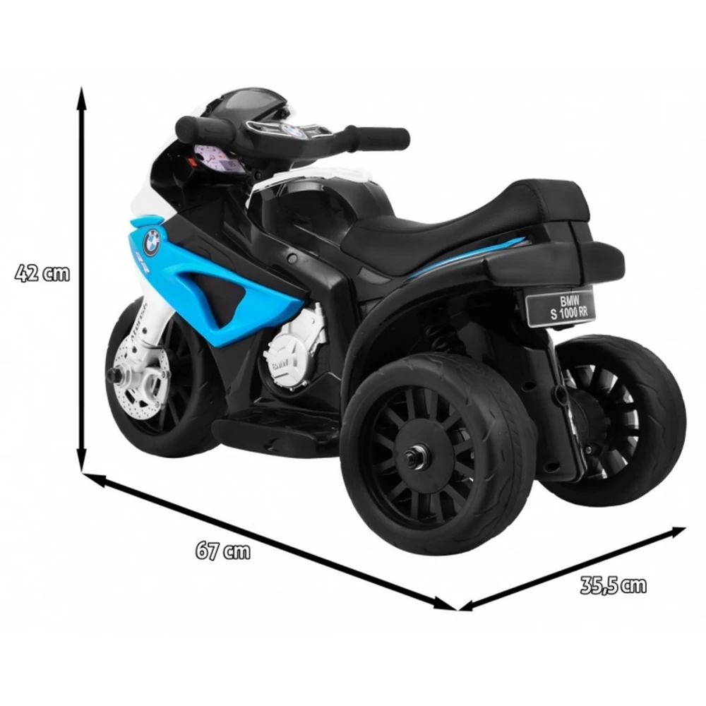 Motocicleta electrica BMW S1000 RR MINI, roti din plastic, scaun tapitat, 67x35.5x42 cm, putere 6V - Albastru [3]