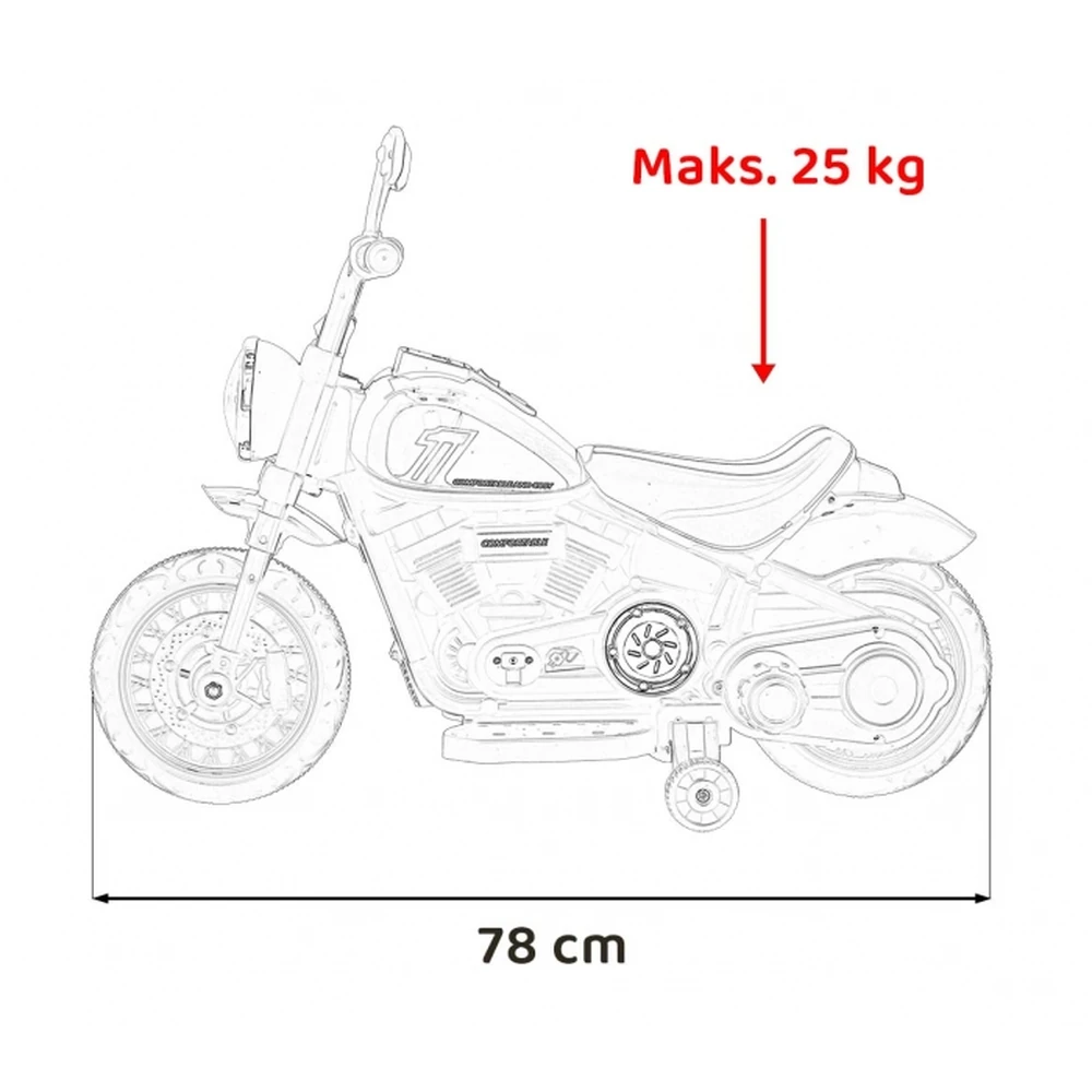 Motocicleta electrica CHOPPER FASTER AHL008, roti si scaun din plastic, 78x30x55 cm, putere 20W - Albastru [13]