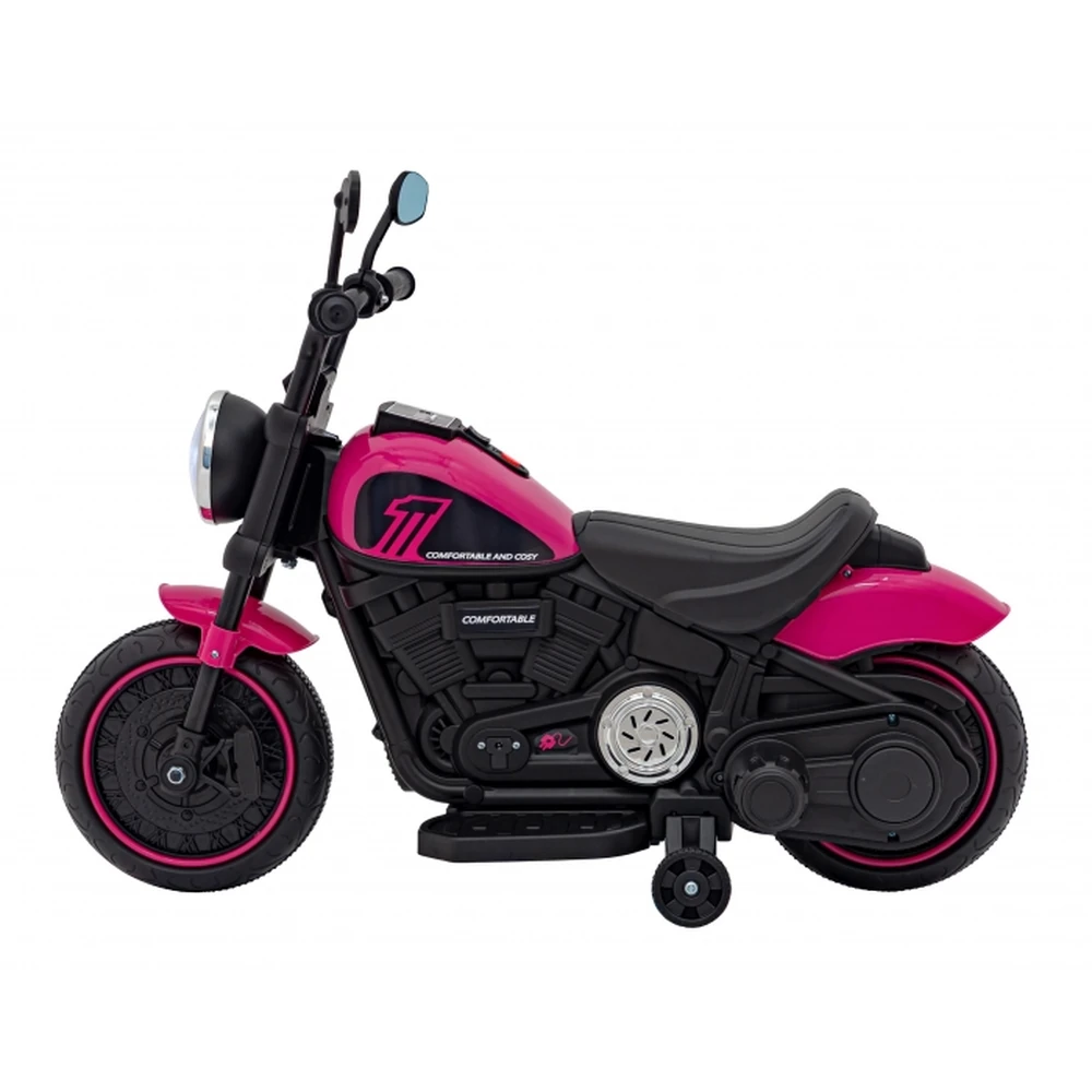 Motocicleta electrica CHOPPER FASTER AHL008, roti si scaun din plastic, 78x30x55 cm, putere 20W - Roz [4]