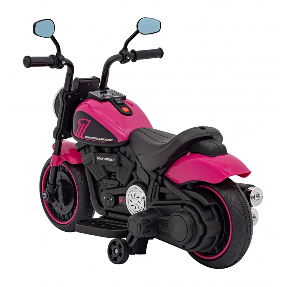 Motocicleta electrica CHOPPER FASTER AHL008, roti si scaun din plastic, 78x30x55 cm, putere 20W - Roz [2]