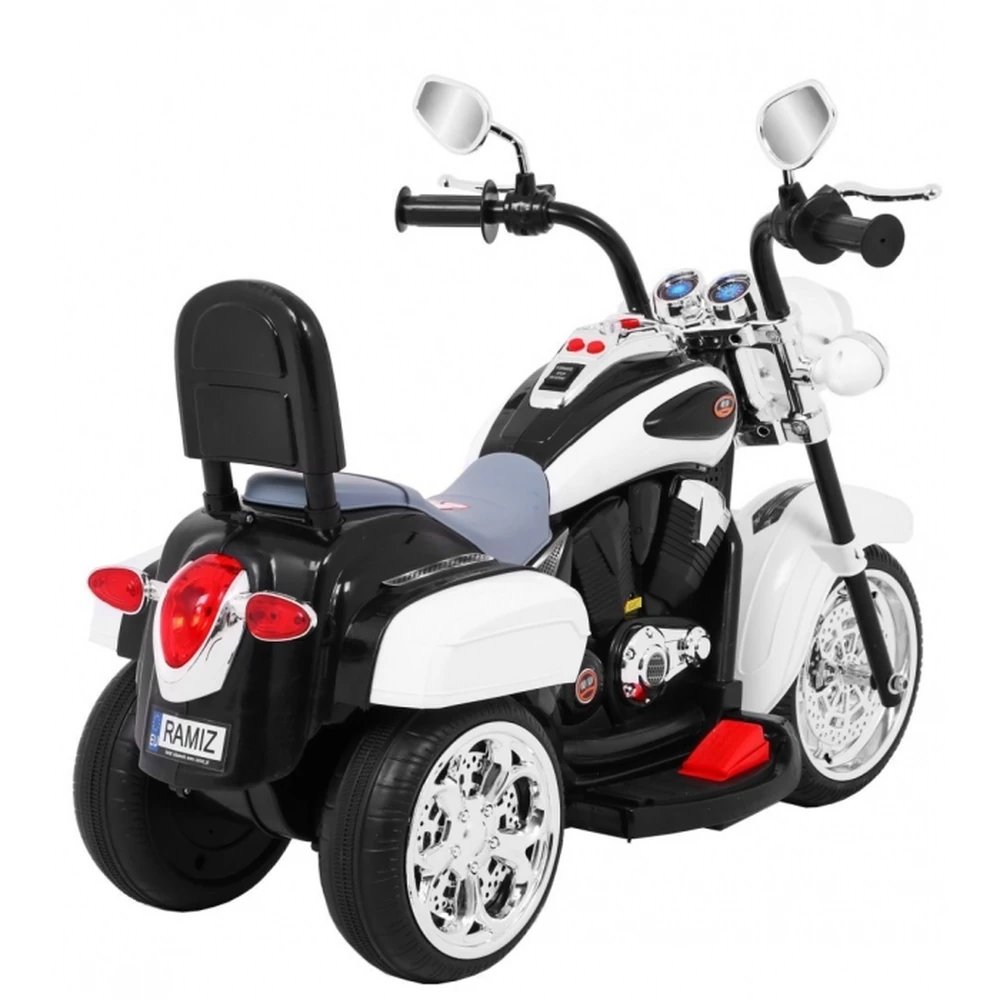 Motocicleta electrica CHOPPER NightBike TR1501, roti si scaun din plastic, 92x34x63 cm, putere 6V - Alb [10]