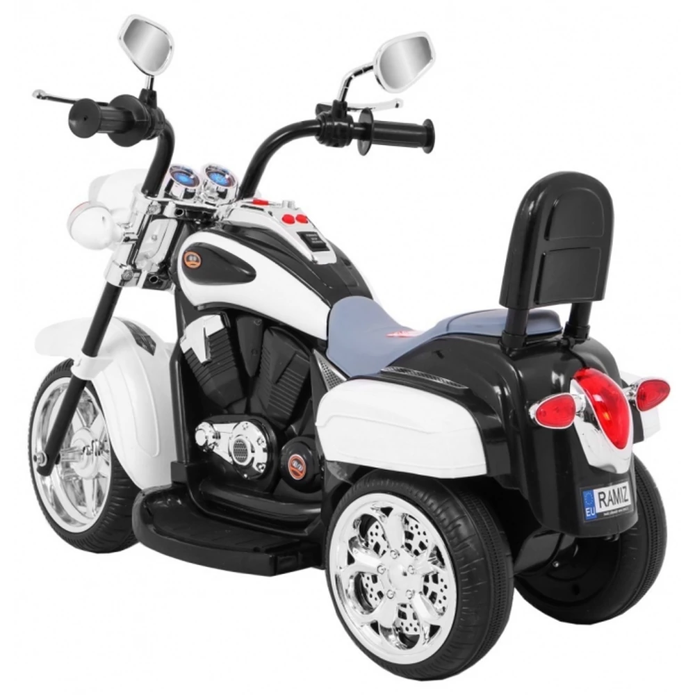 Motocicleta electrica CHOPPER NightBike TR1501, roti si scaun din plastic, 92x34x63 cm, putere 6V - Alb [6]