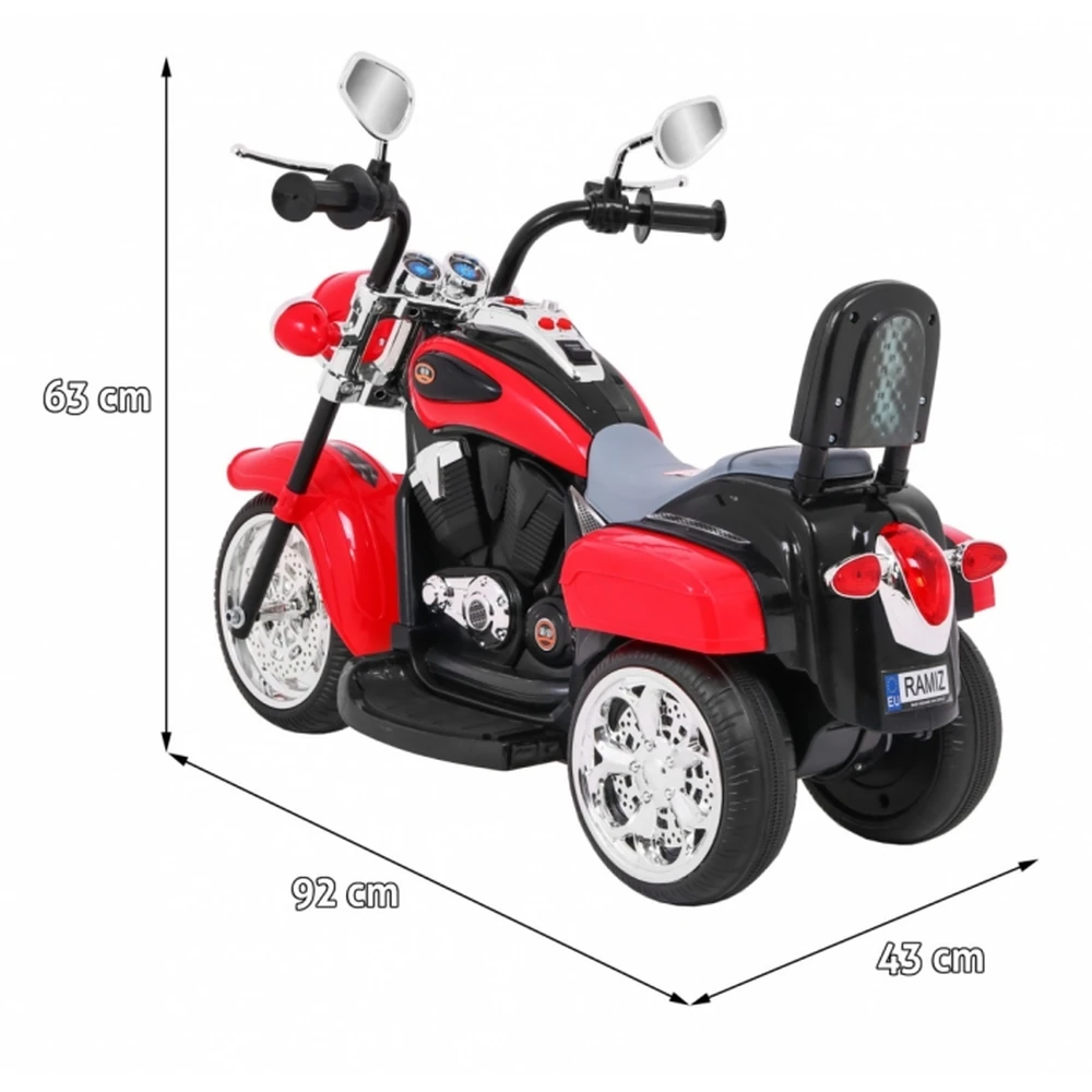 Motocicleta electrica CHOPPER NightBike TR1501, roti si scaun din plastic, 92x34x63 cm, putere 6V - Rosu [3]