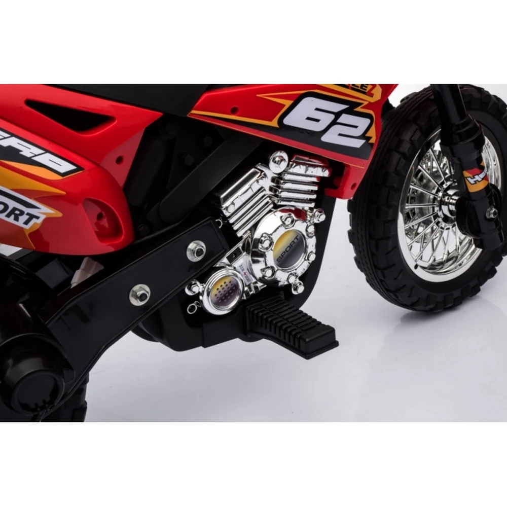 Motocicleta electrica CROSS BDM0912, roti si scaun din plastic + 2 roti ajutatoare, 105x50x72 cm, putere 6V - Rosu [7]