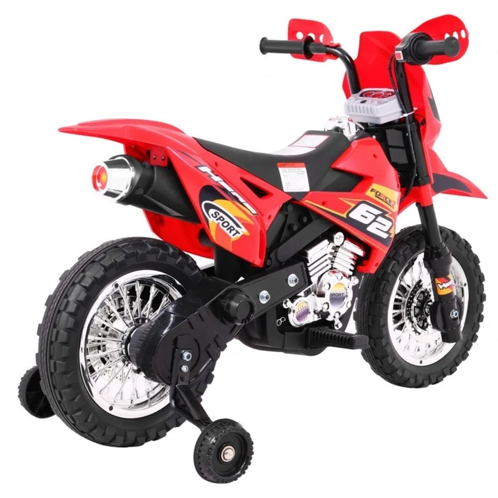 Motocicleta electrica CROSS BDM0912, roti si scaun din plastic + 2 roti ajutatoare, 105x50x72 cm, putere 6V - Rosu [2]