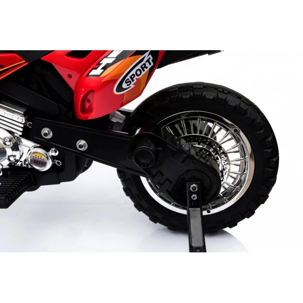 Motocicleta electrica CROSS BDM0912, roti si scaun din plastic + 2 roti ajutatoare, 105x50x72 cm, putere 6V - Rosu [15]
