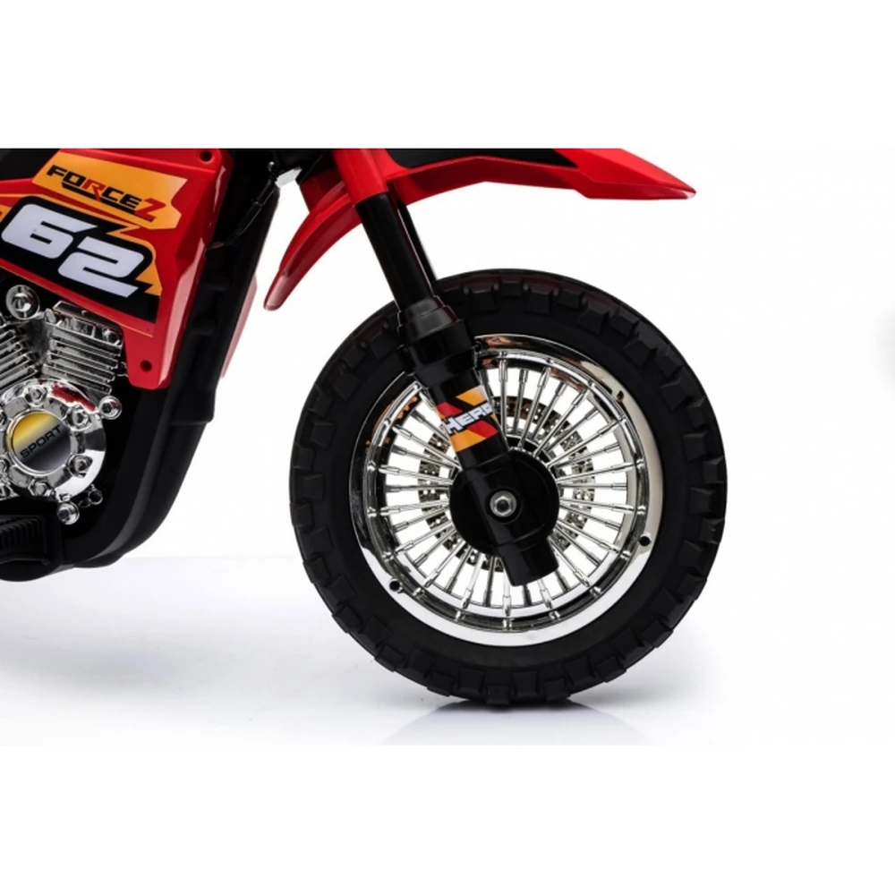 Motocicleta electrica CROSS BDM0912, roti si scaun din plastic + 2 roti ajutatoare, 105x50x72 cm, putere 6V - Rosu [10]