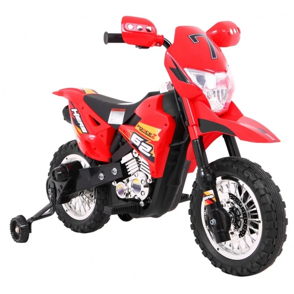 Motocicleta electrica CROSS BDM0912, roti si scaun din plastic + 2 roti ajutatoare, 105x50x72 cm, putere 6V - Rosu [4]