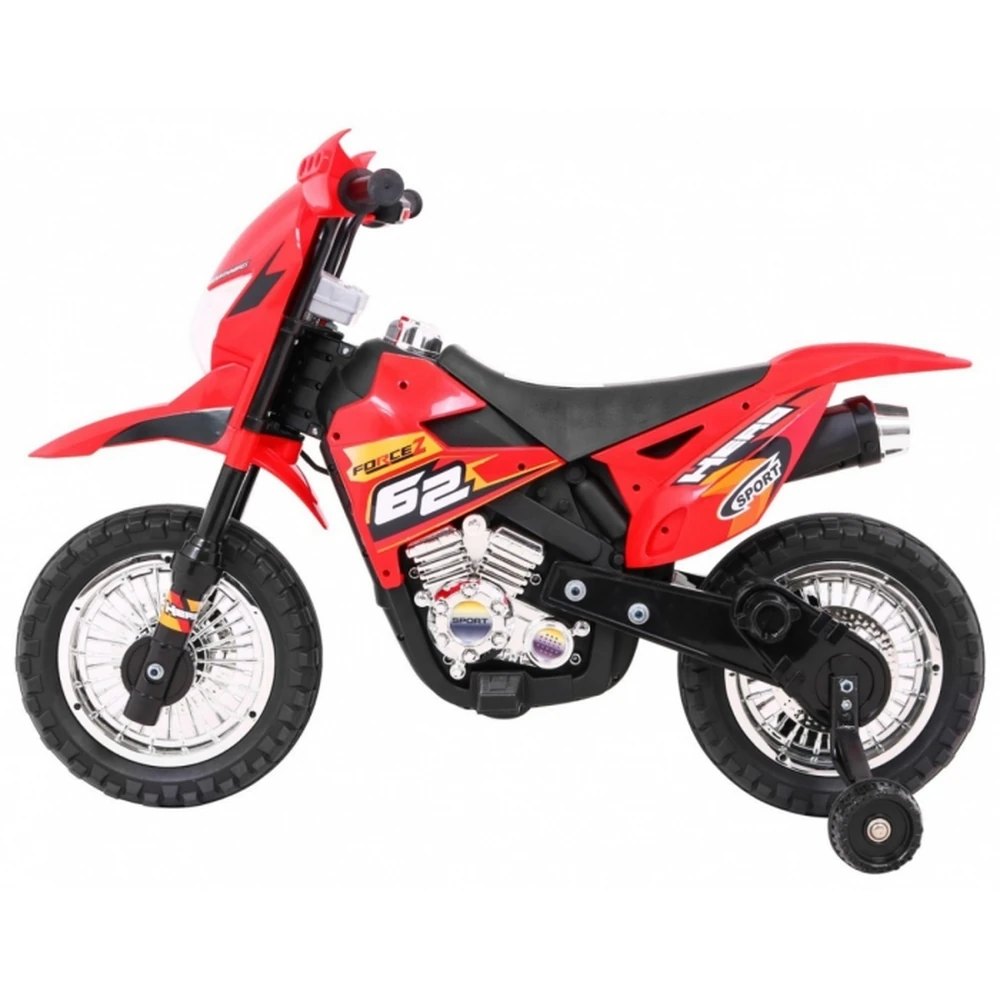 Motocicleta electrica CROSS BDM0912, roti si scaun din plastic + 2 roti ajutatoare, 105x50x72 cm, putere 6V - Rosu [5]