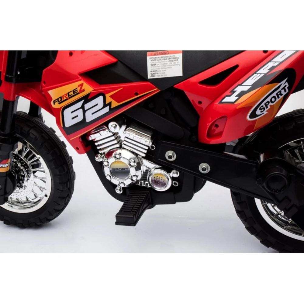 Motocicleta electrica CROSS BDM0912, roti si scaun din plastic + 2 roti ajutatoare, 105x50x72 cm, putere 6V - Rosu [16]