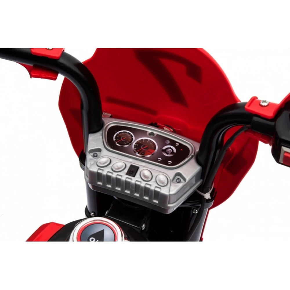 Motocicleta electrica CROSS BDM0912, roti si scaun din plastic + 2 roti ajutatoare, 105x50x72 cm, putere 6V - Rosu [14]