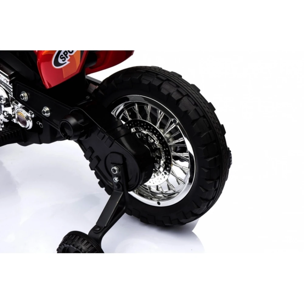Motocicleta electrica CROSS BDM0912, roti si scaun din plastic + 2 roti ajutatoare, 105x50x72 cm, putere 6V - Rosu [9]