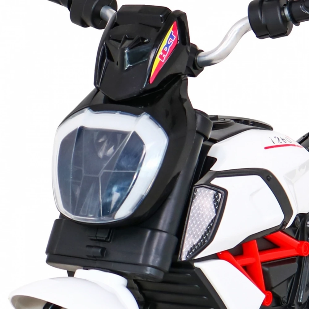 Motocicleta electrica Fast Tourist, roti din plastic, scaun tapitat, 83x35x63 cm, putere 18W - Alb [6]