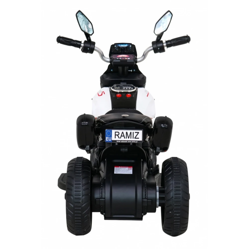 Motocicleta electrica Fast Tourist, roti din plastic, scaun tapitat, 83x35x63 cm, putere 18W - Alb [11]