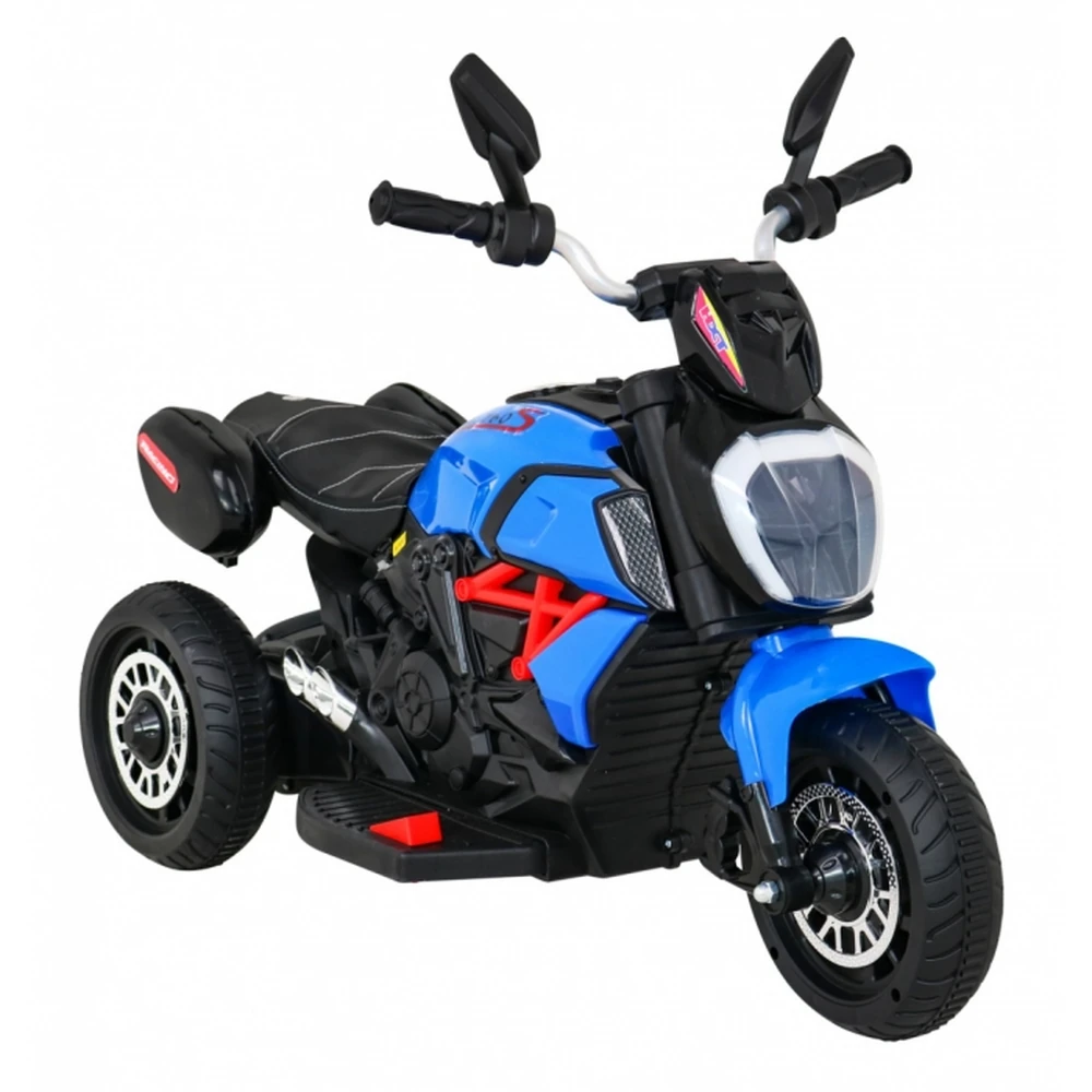 Motocicleta electrica Fast Tourist, roti din plastic, scaun tapitat, 83x35x63 cm, putere 18W - Albastru [2]