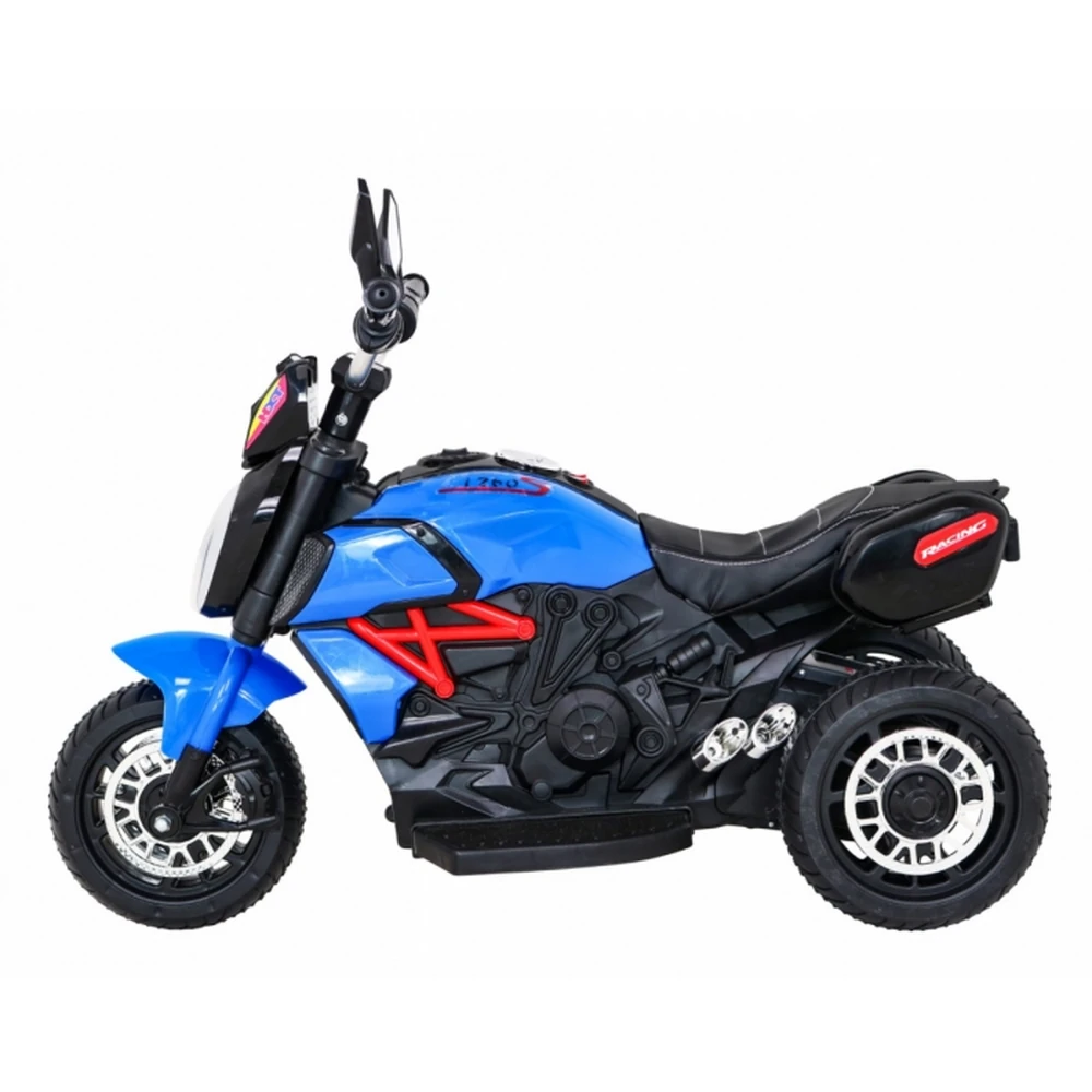 Motocicleta electrica Fast Tourist, roti din plastic, scaun tapitat, 83x35x63 cm, putere 18W - Albastru [7]