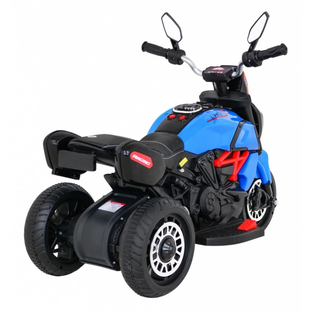Motocicleta electrica Fast Tourist, roti din plastic, scaun tapitat, 83x35x63 cm, putere 18W - Albastru [3]