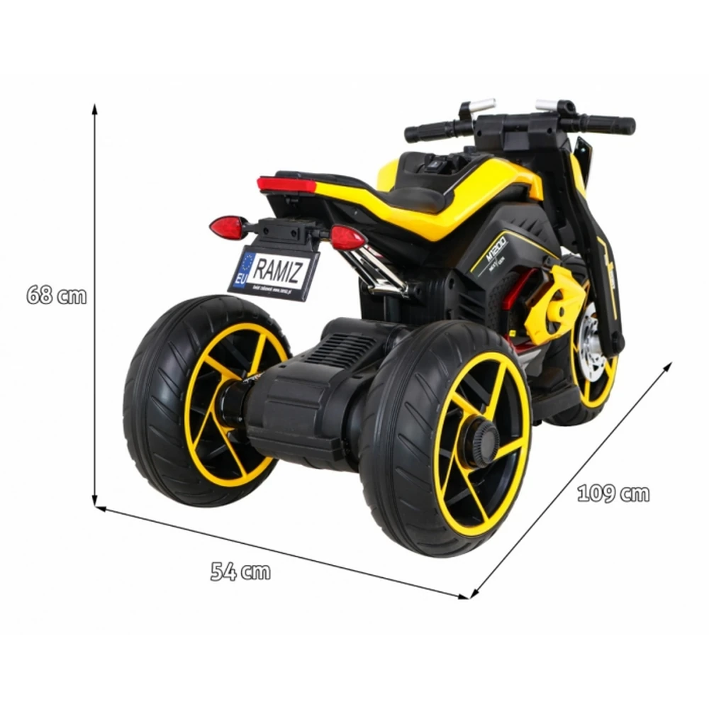 Motocicleta electrica FUTURE LL8001-A, roti EVA, scaun din plastic, 109x54x68 cm, putere 50W - Galben [11]