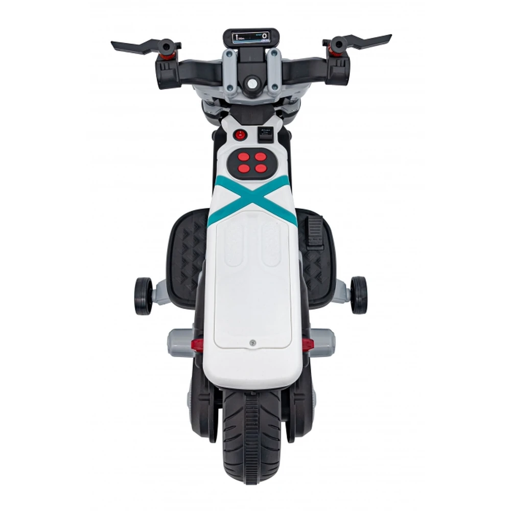Motocicleta electrica Future QLS-805, roti din plastic + 2 roti ajutatoare, 88x46x56 cm, putere 25W - Alb [5]