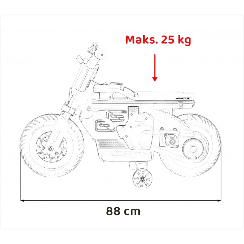 Motocicleta electrica Future QLS-805, roti din plastic + 2 roti ajutatoare, 88x46x56 cm, putere 25W - Alb [12]