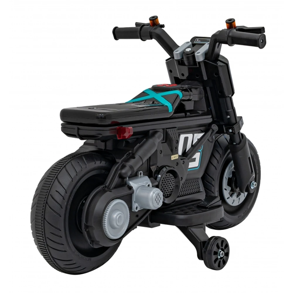 Motocicleta electrica Future QLS-805, roti din plastic + 2 roti ajutatoare, 88x46x56 cm, putere 25W - Negru [5]