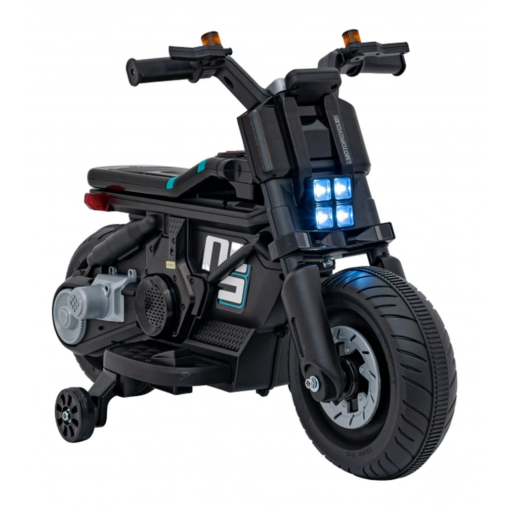 Motocicleta electrica Future QLS-805, roti din plastic + 2 roti ajutatoare, 88x46x56 cm, putere 25W - Negru [1]