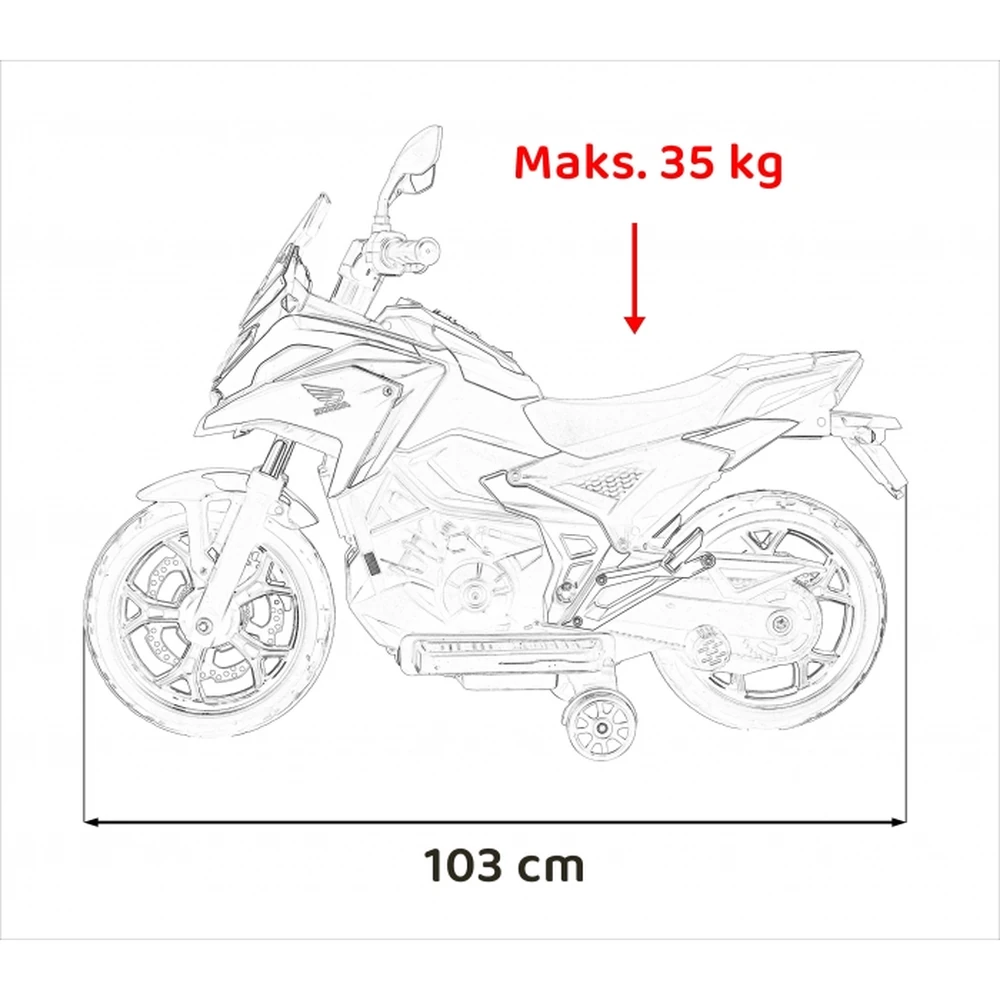 Motocicleta electrica HONDA NC750X, roti si scaun din plastic, 103x41x74 cm, putere 70W - Alb [18]