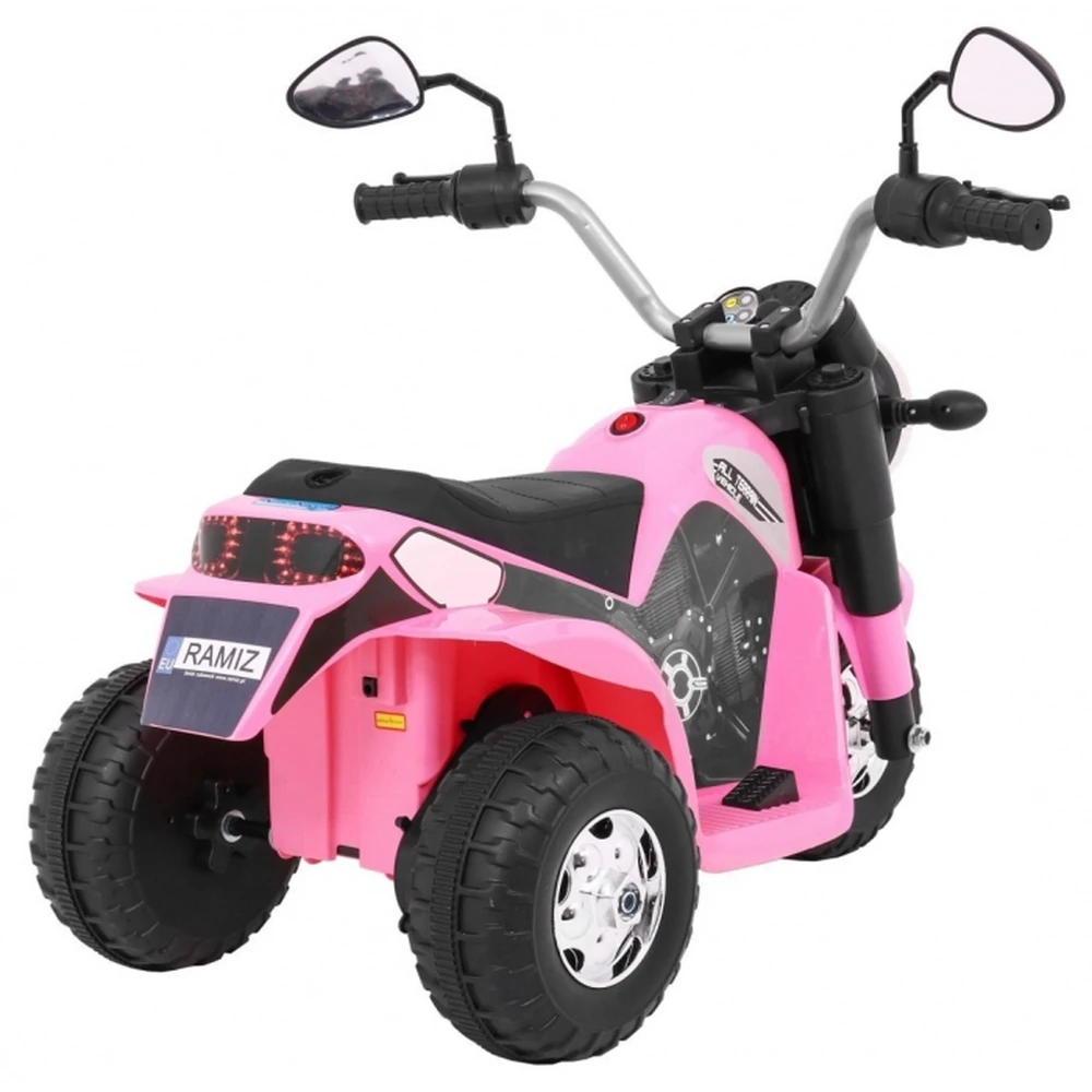Motocicleta electrica MiniBike, roti din plastic, scaun tapitat, 71x53x57 cm, putere 6V - Roz [8]
