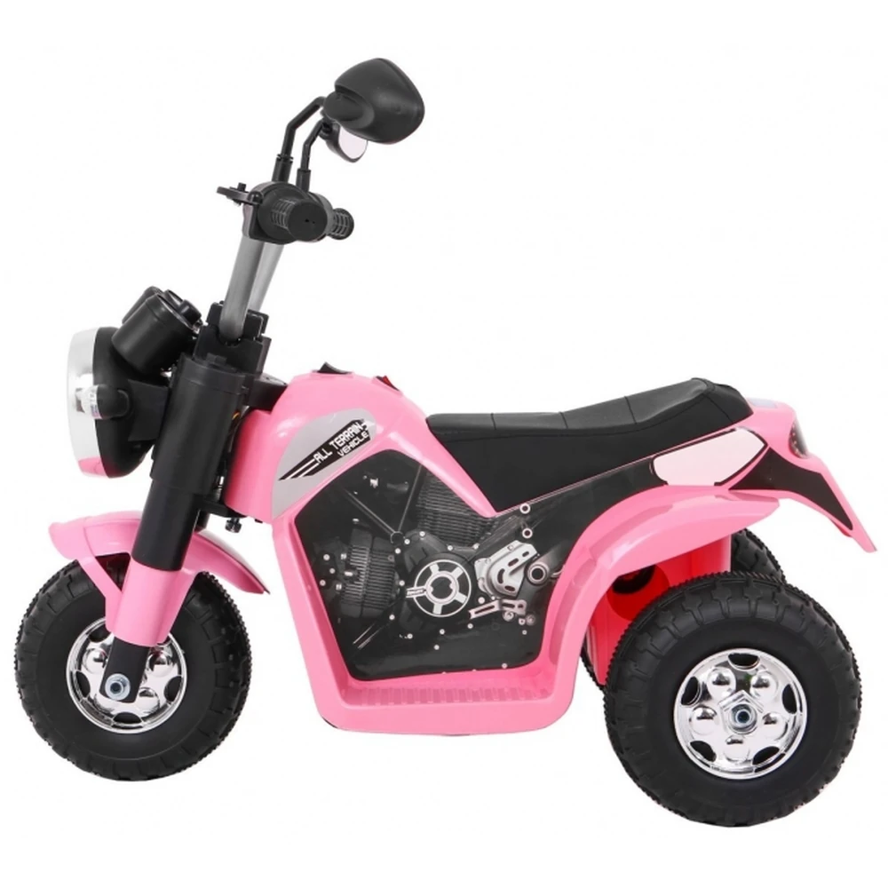 Motocicleta electrica MiniBike, roti din plastic, scaun tapitat, 71x53x57 cm, putere 6V - Roz [4]