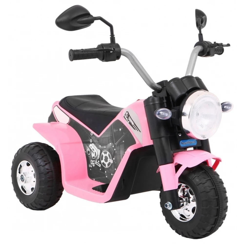 Motocicleta electrica MiniBike, roti din plastic, scaun tapitat, 71x53x57 cm, putere 6V - Roz [9]