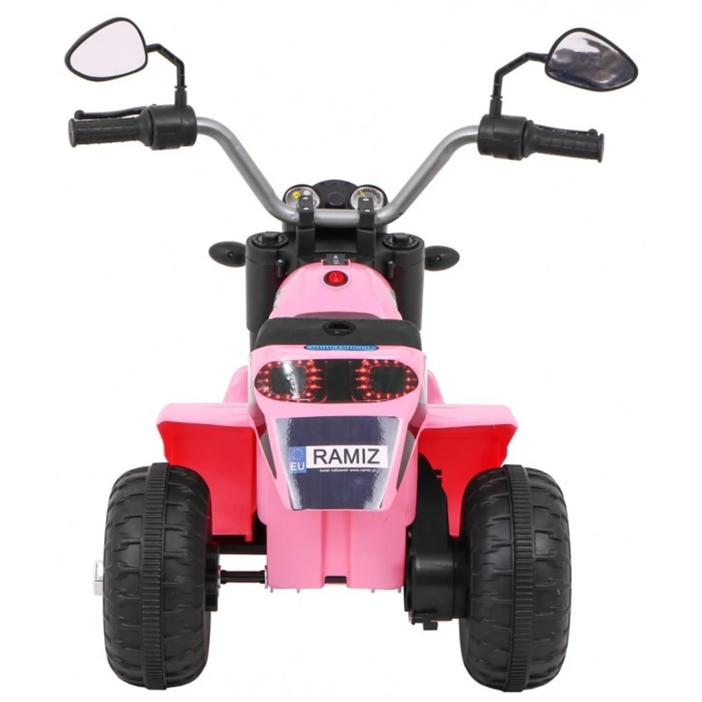 Motocicleta electrica MiniBike, roti din plastic, scaun tapitat, 71x53x57 cm, putere 6V - Roz [6]