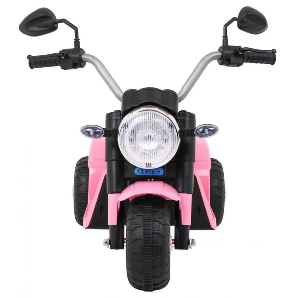 Motocicleta electrica MiniBike, roti din plastic, scaun tapitat, 71x53x57 cm, putere 6V - Roz [3]