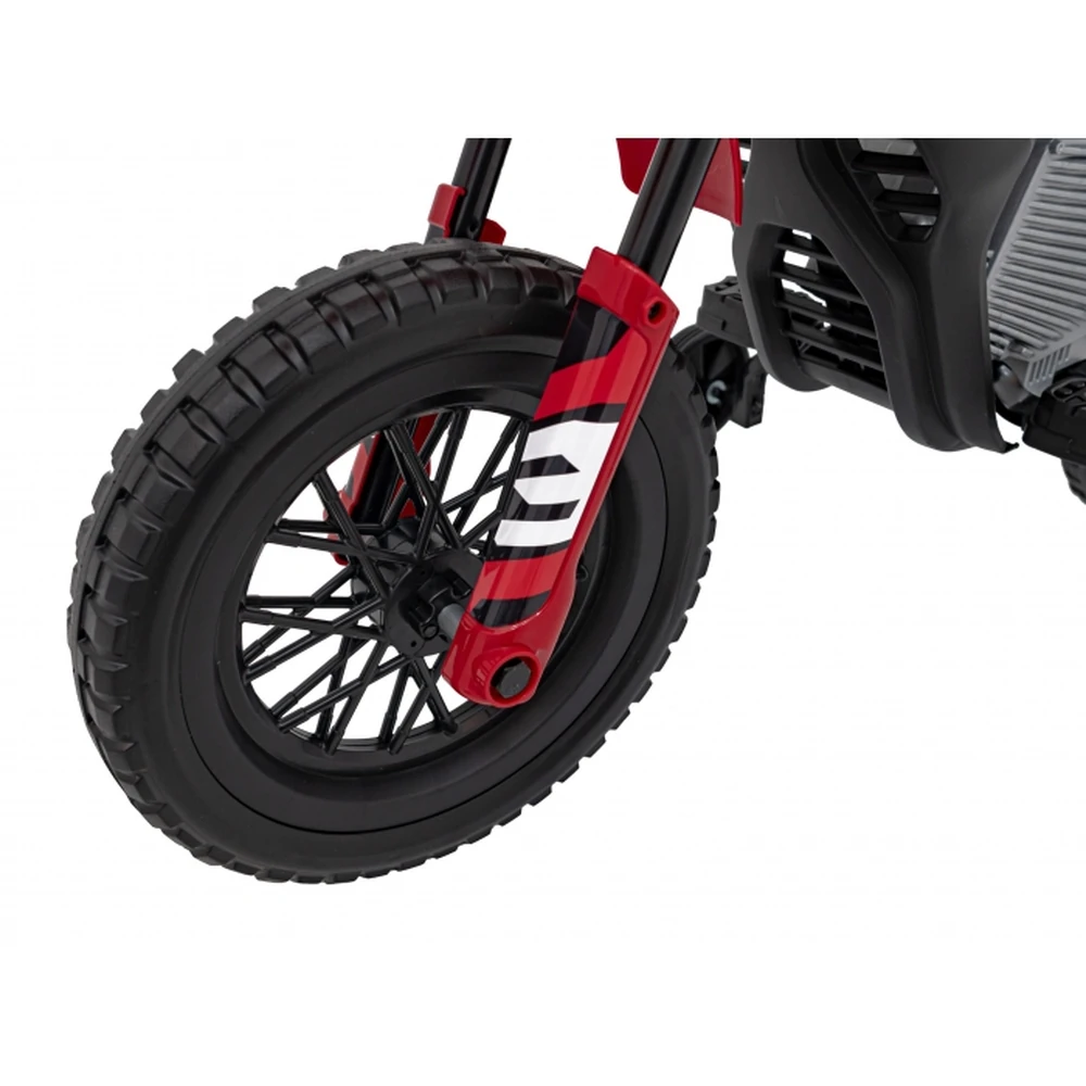 Motocicleta electrica PANTONE 361C, roti EVA + 2 roti ajutatoare, scaun tapitat, 108x59x72 cm, putere 60W - Rosu [16]