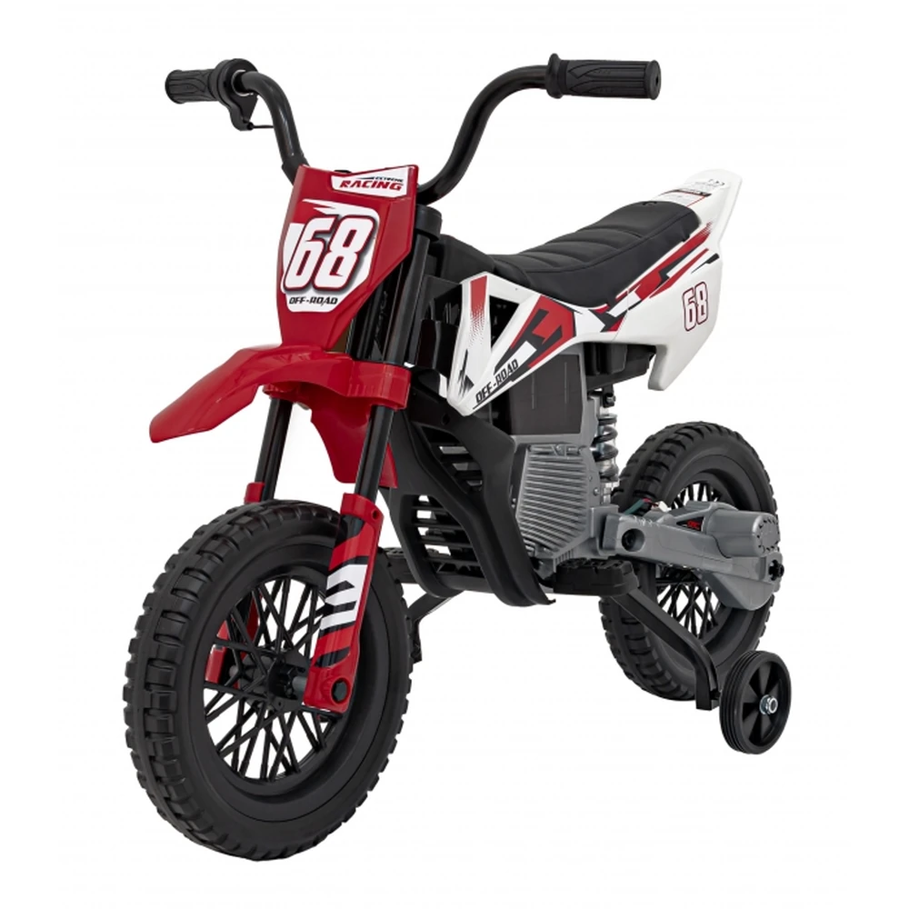 Motocicleta electrica PANTONE 361C, roti EVA + 2 roti ajutatoare, scaun tapitat, 108x59x72 cm, putere 60W - Rosu [1]