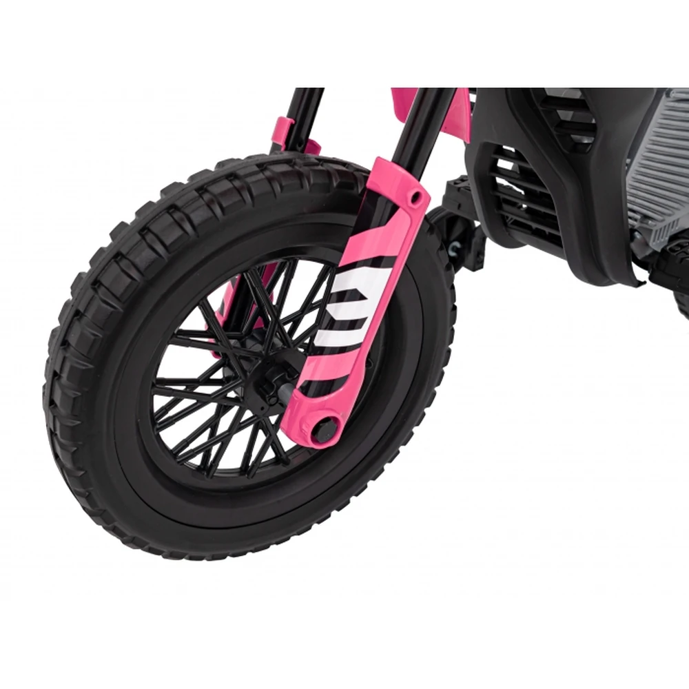 Motocicleta electrica PANTONE 361C, roti EVA + 2 roti ajutatoare, scaun tapitat, 108x59x72 cm, putere 60W - Roz [17]