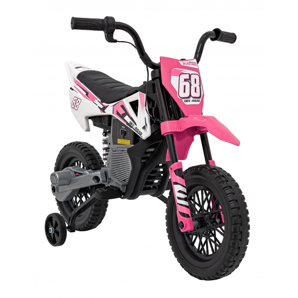 Motocicleta electrica PANTONE 361C, roti EVA + 2 roti ajutatoare, scaun tapitat, 108x59x72 cm, putere 60W - Roz [1]