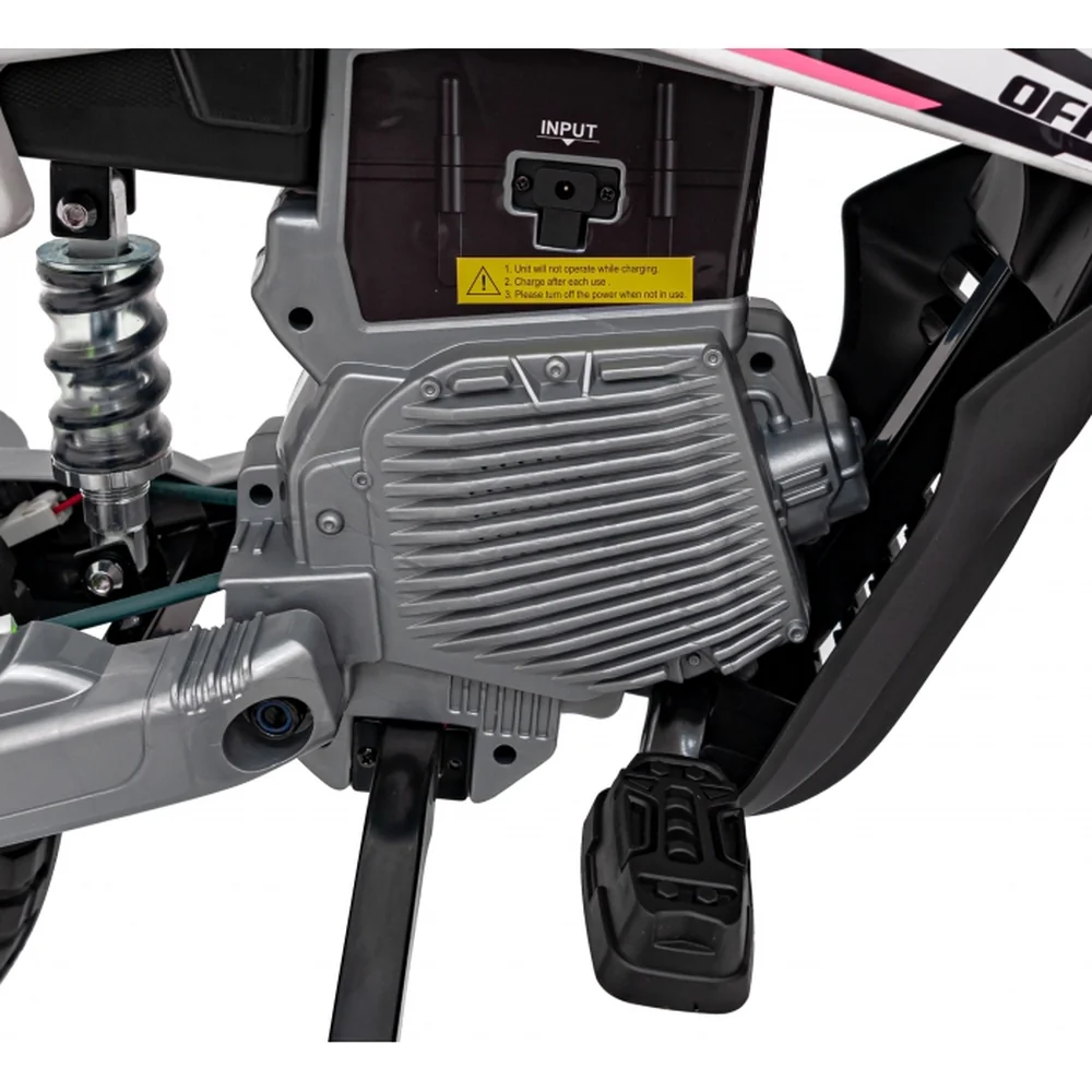 Motocicleta electrica PANTONE 361C, roti EVA + 2 roti ajutatoare, scaun tapitat, 108x59x72 cm, putere 60W - Roz [16]