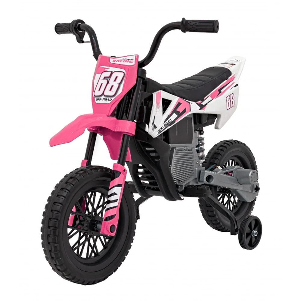 Motocicleta electrica PANTONE 361C, roti EVA + 2 roti ajutatoare, scaun tapitat, 108x59x72 cm, putere 60W - Roz [2]