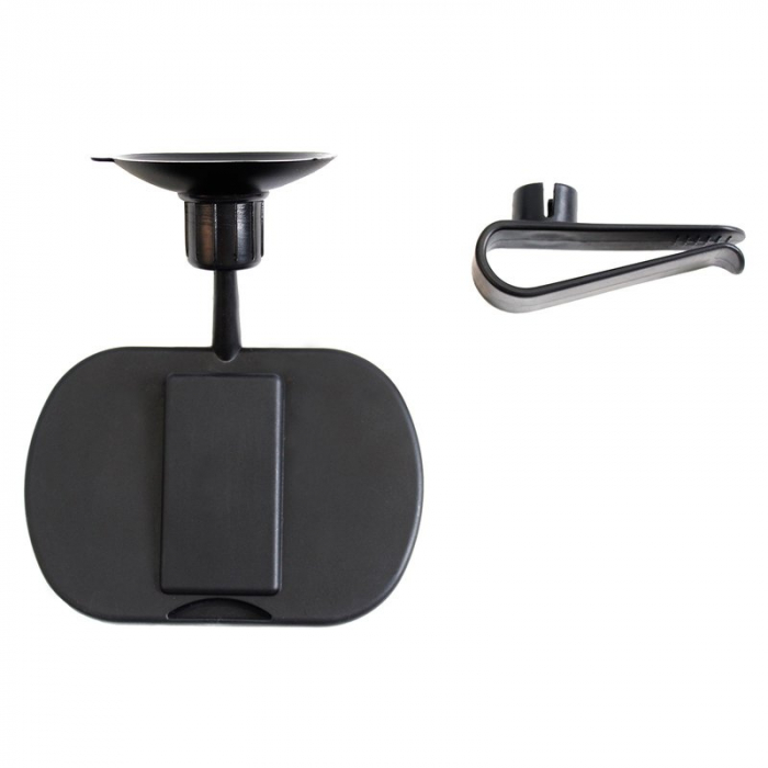 Oglinda auto retrovizoare, Petite&Mars, Rotativa 360 Oskar, Cu montare pe parbriz si la parasolare, 10 x 7 cm, Negru [2]