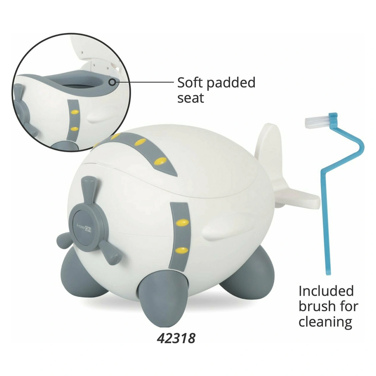 Olita copii Potty Plane, FreeON, forma de avion, 32 x 28 x 41 cm, White/Grey [4]