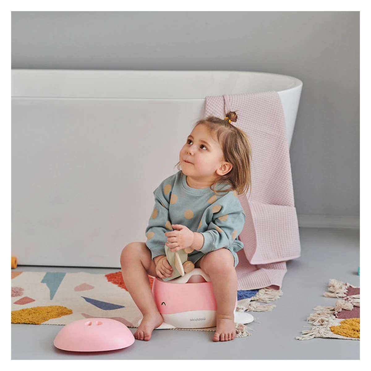 Olita pentru copii, Pottili, Skiddou, balenuta, cu capac, Keep pink, Roz [6]