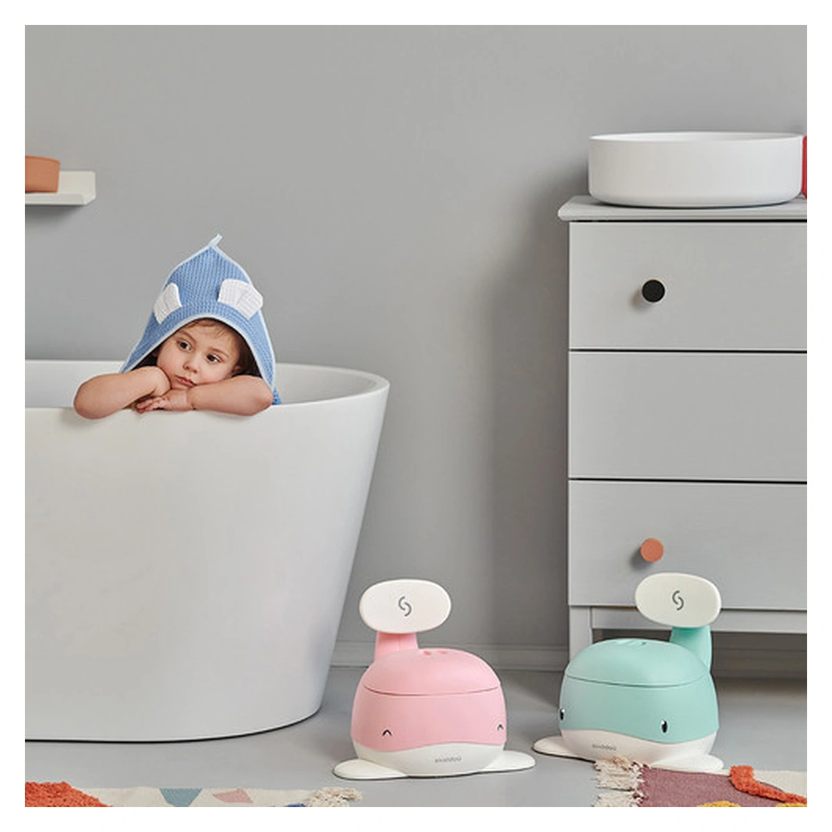 Olita pentru copii, Pottili, Skiddou, balenuta, cu capac, Keep pink, Roz [7]