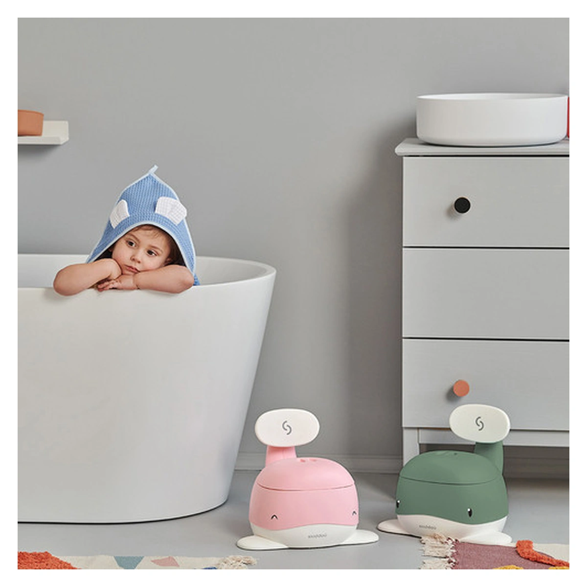 Olita pentru copii, Pottili, Skiddou, balenuta, cu capac, Keep pink, Roz [9]