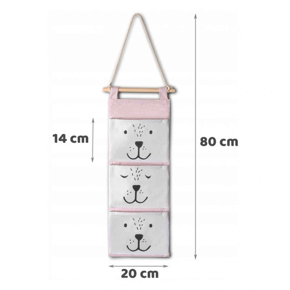 Organizator textil de perete cu 3 compartimente Nukido - Roz [4]