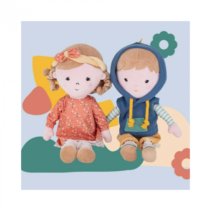 Papusa, Petite&Mars, Max 14 x 34 cm, 0 luni+, Ambalaj cu mini puzzle din carton, 35 cm, Albastru [8]